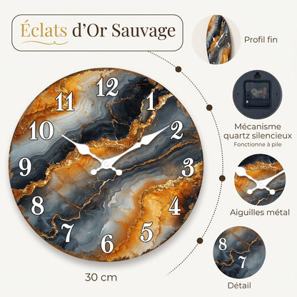 Horloge Murale Design Marbre Élégant, Silencieuse – Marbella