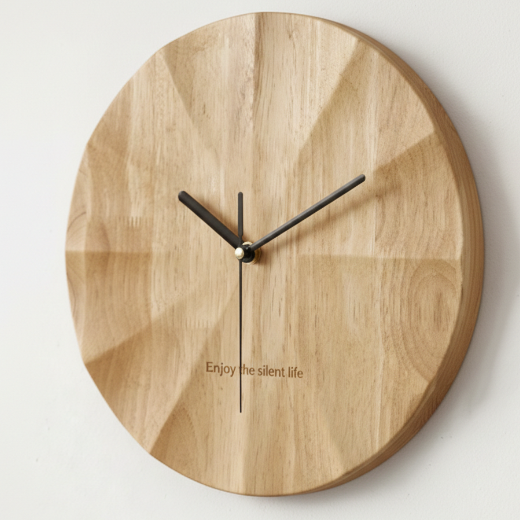 Horloge murale en bois massif au style rustique, silencieuse et décorative – Silvan