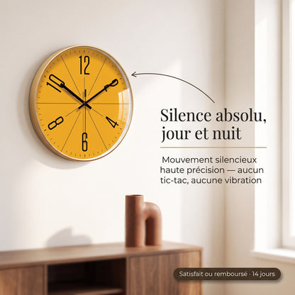 Horloge Murale Design Moderne en Verre et Cristal, Silencieuse et Raffinée – Solara