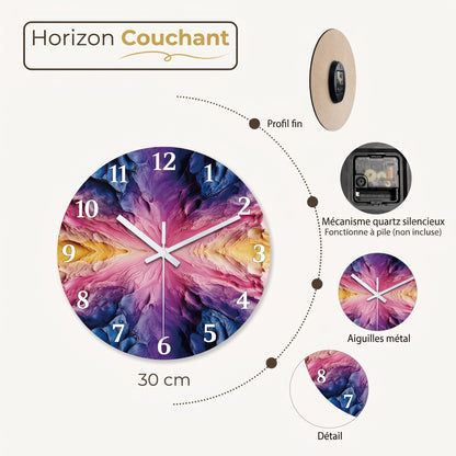 Horloge Murale Design Abstrait Violet, Silencieuse – Améthia