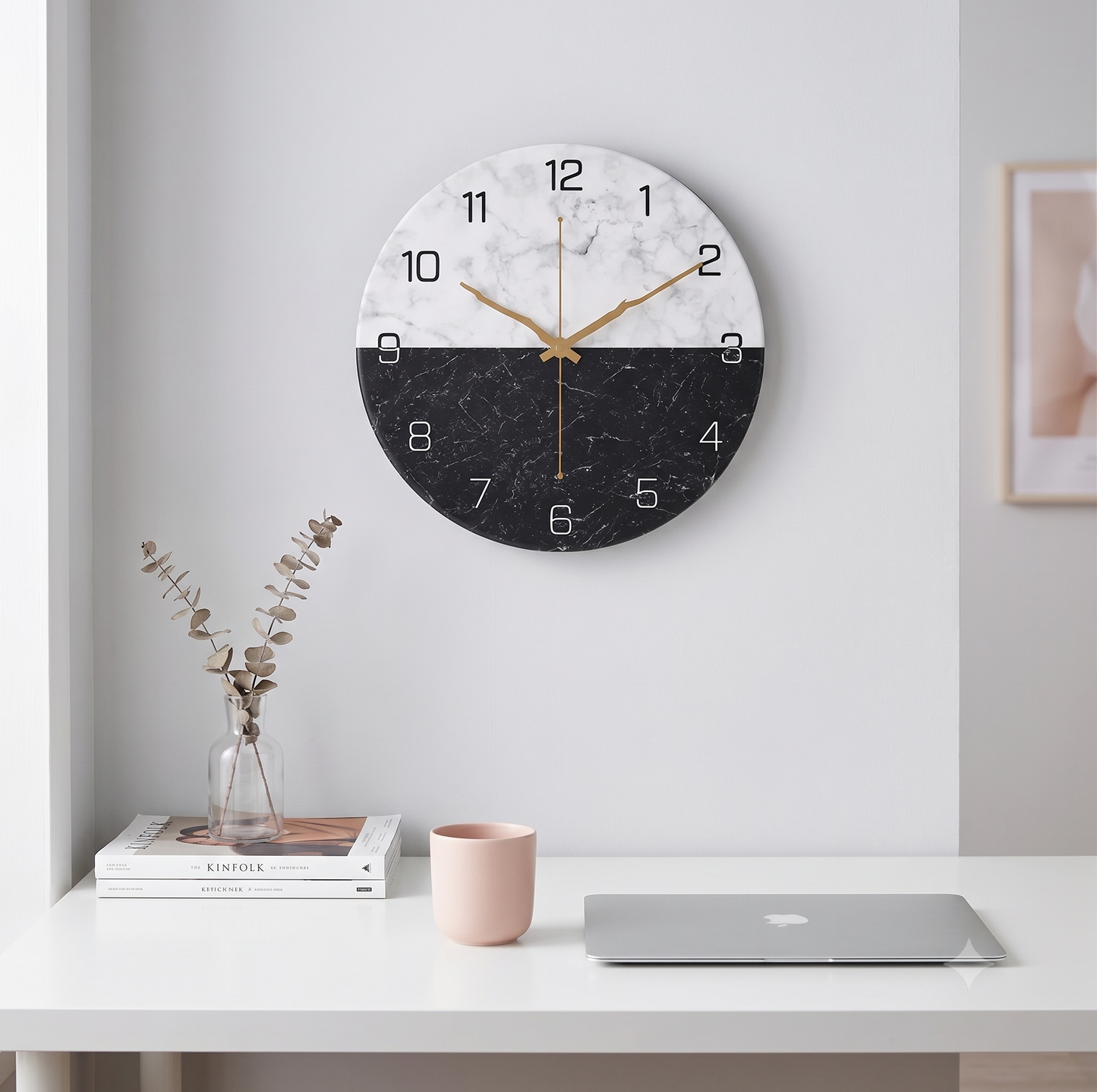 Horloge Murale Design Effet Marbre, Chic, Intemporelle et Facile à Installer – Marmora