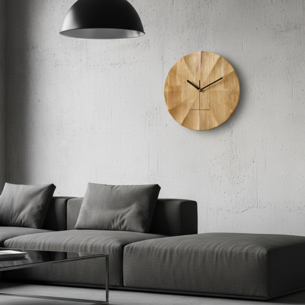 Horloge murale en bois massif au style rustique, silencieuse et décorative – Silvan