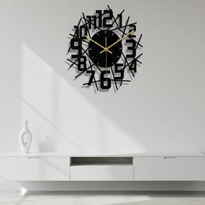 Horloge Murale Design Moderne en Acrylique Noir, Silencieuse et Décorative – Noreza