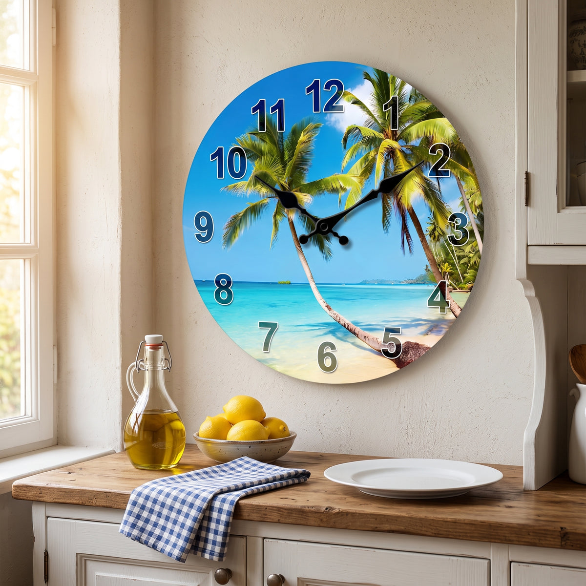 Horloge Murale Tropicale en Bois, Silencieuse – Palméa