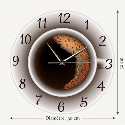 Horloge Originale Tasse à Café en Plastique, Silencieuse et Décorative – Cafféo