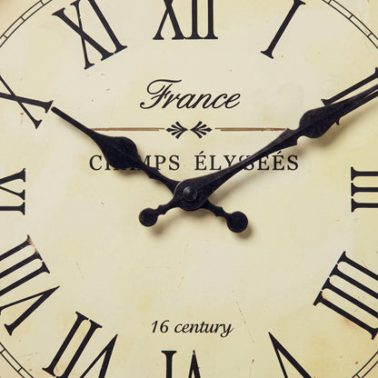 Horloge Murale Vintage Motif Français XVIe Siècle, Effet Bois et Silencieuse – Fontenoy