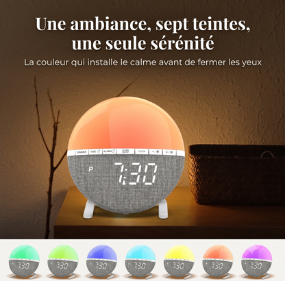 Réveil Lumineux Enfant et Adulte, Simulation Lever de Soleil, 9 Couleurs et 7 Sons Naturels – Aurina