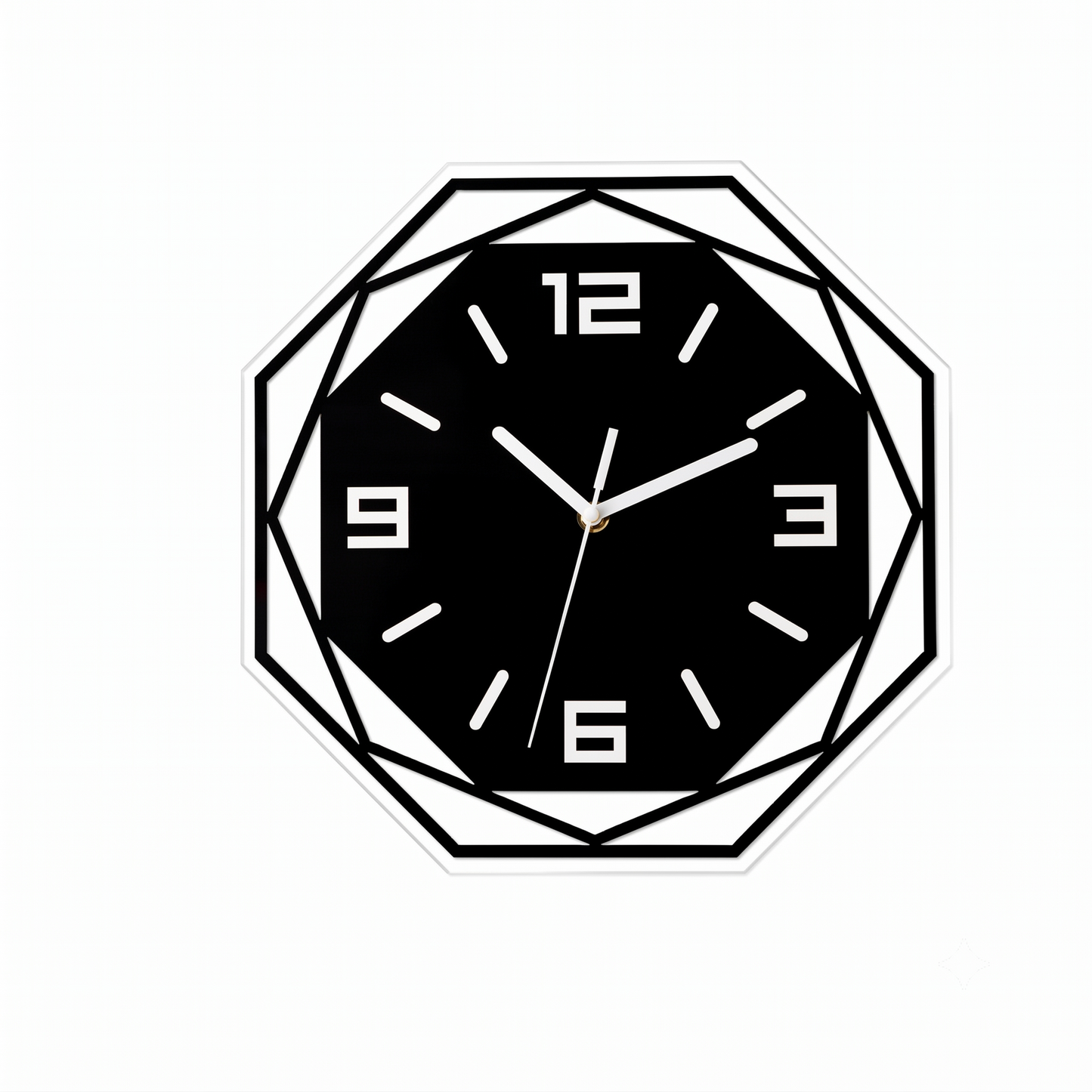 Horloge Murale Design Géométrique Noire, Silencieuse et Minimaliste – Geoma