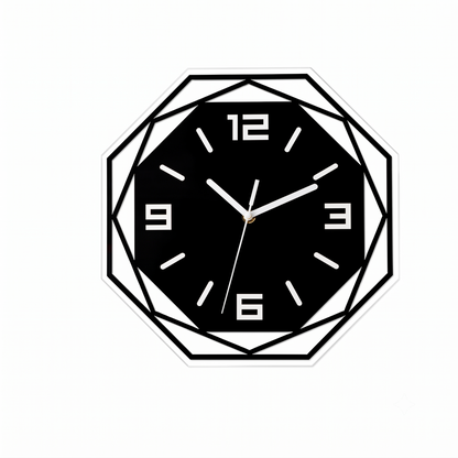 Horloge Murale Design Géométrique Noire, Silencieuse et Minimaliste – Geoma