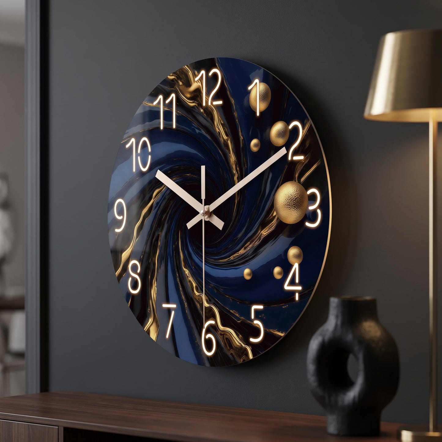 Horloge Murale Design Motif Abstrait en Bois, Silencieuse et Artistique – Artesia