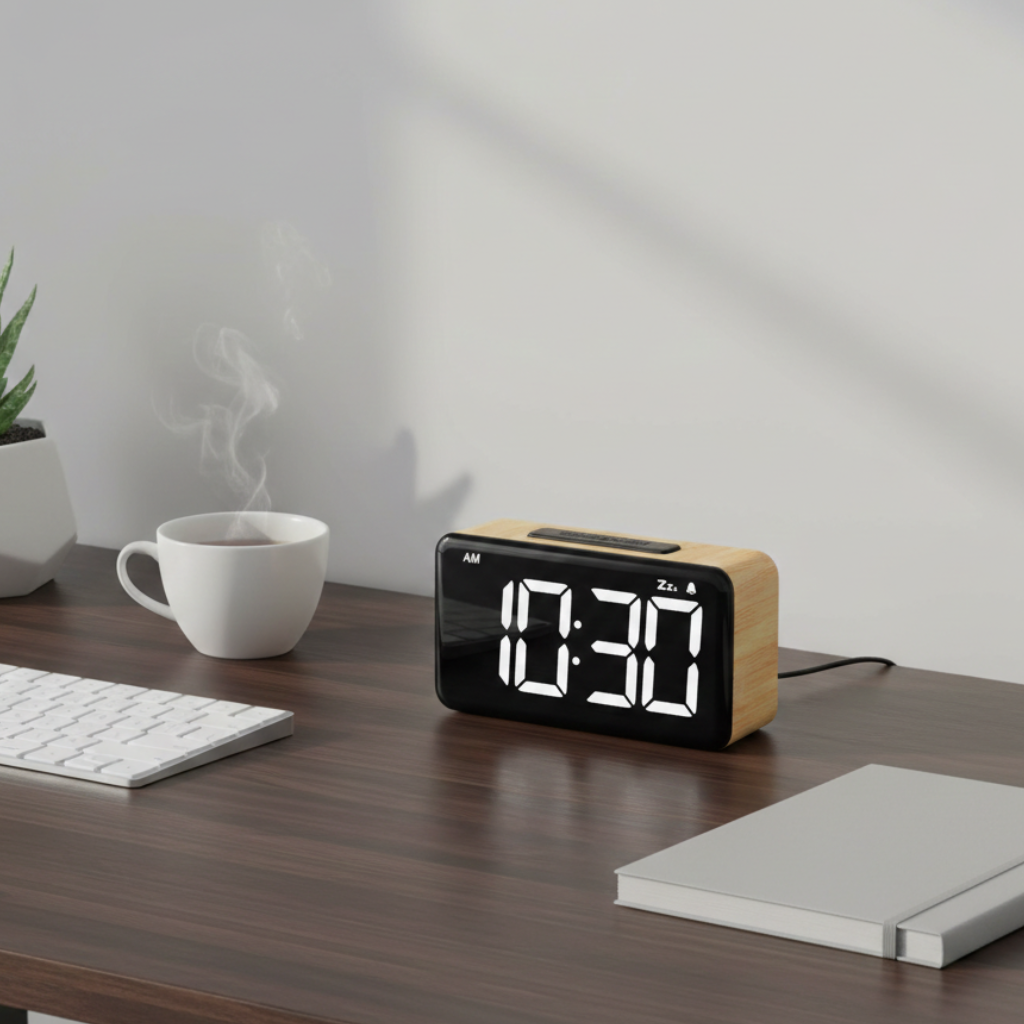 Horloge numérique réveil à affichage LED large, réglable et fonction alarme – Noklead