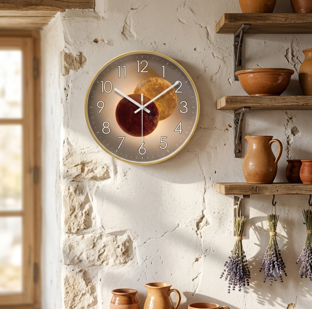 Horloge Murale Design Ronde en Verre et Cristal, Silencieuse et Épurée – Orion