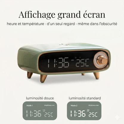 Réveil 6 en 1 avec Enceinte Bluetooth 5.0 et Chargeur Sans Fil 15W – Lumisono