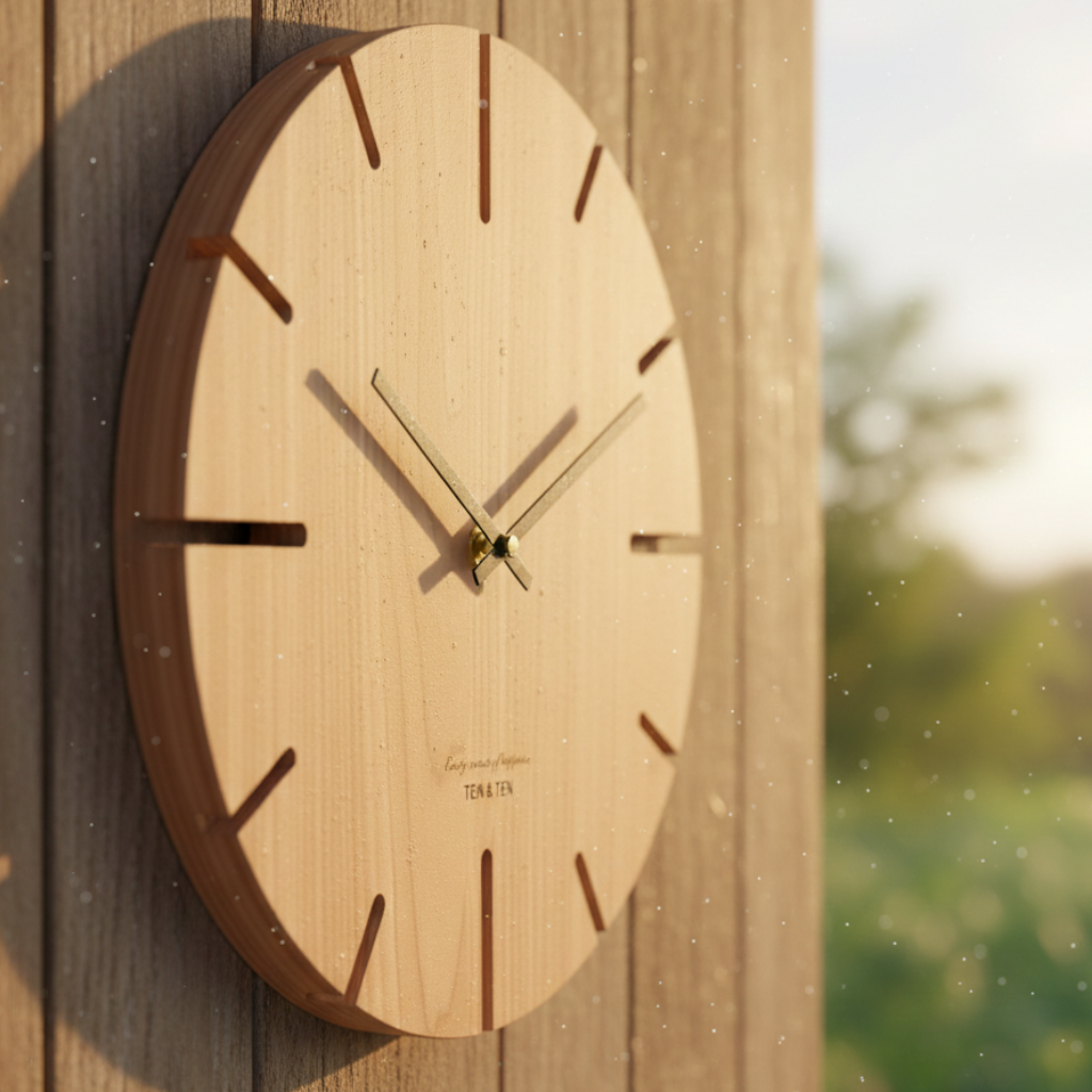 Horloge murale en bois 3D au style nordique, silencieuse et décorative – Atria