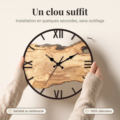 Horloge Murale Design Effet Bois Transparente, Silencieuse – Norévia