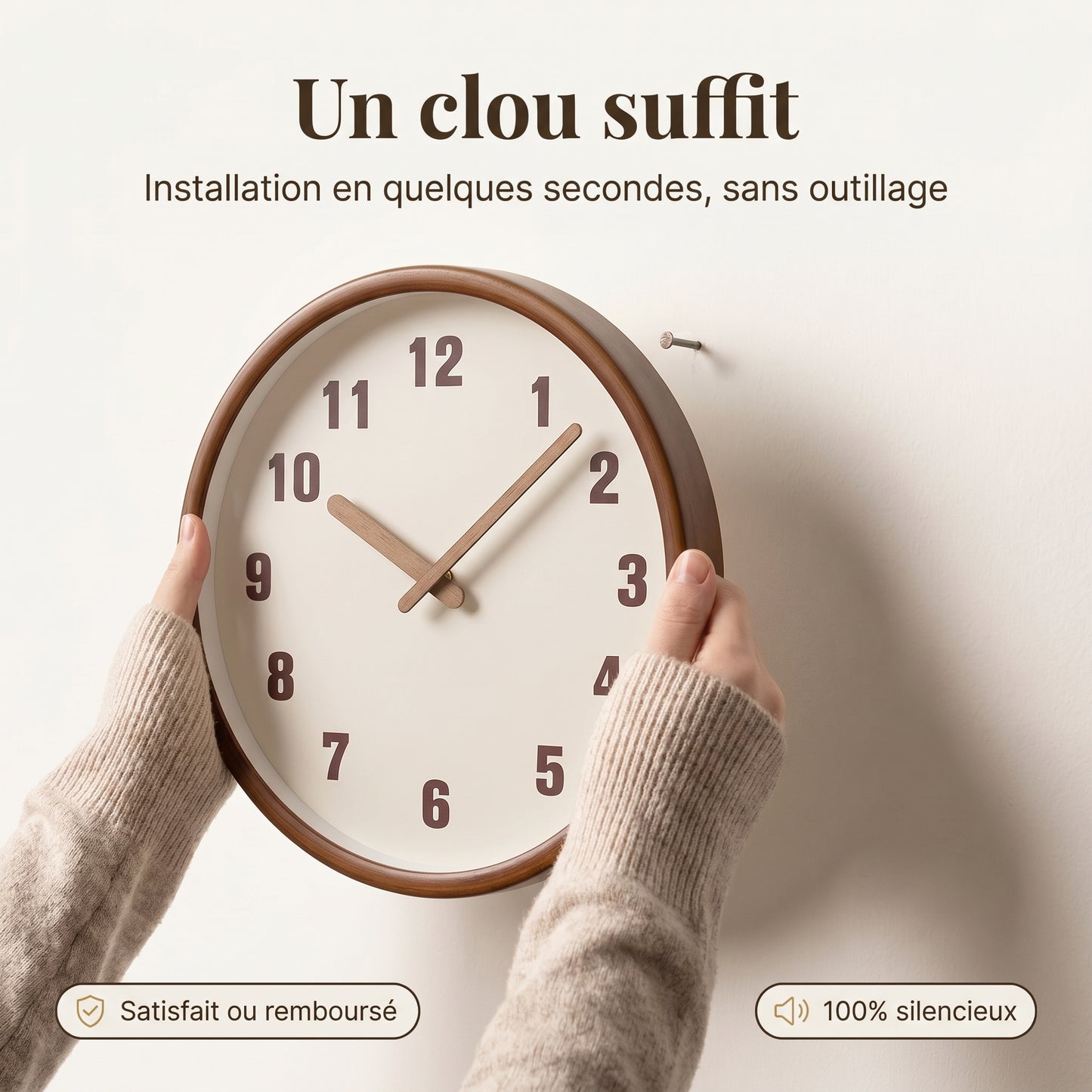 Horloge Murale Vintage Japonaise en Bois, Silencieuse et Rétro – Kaédo