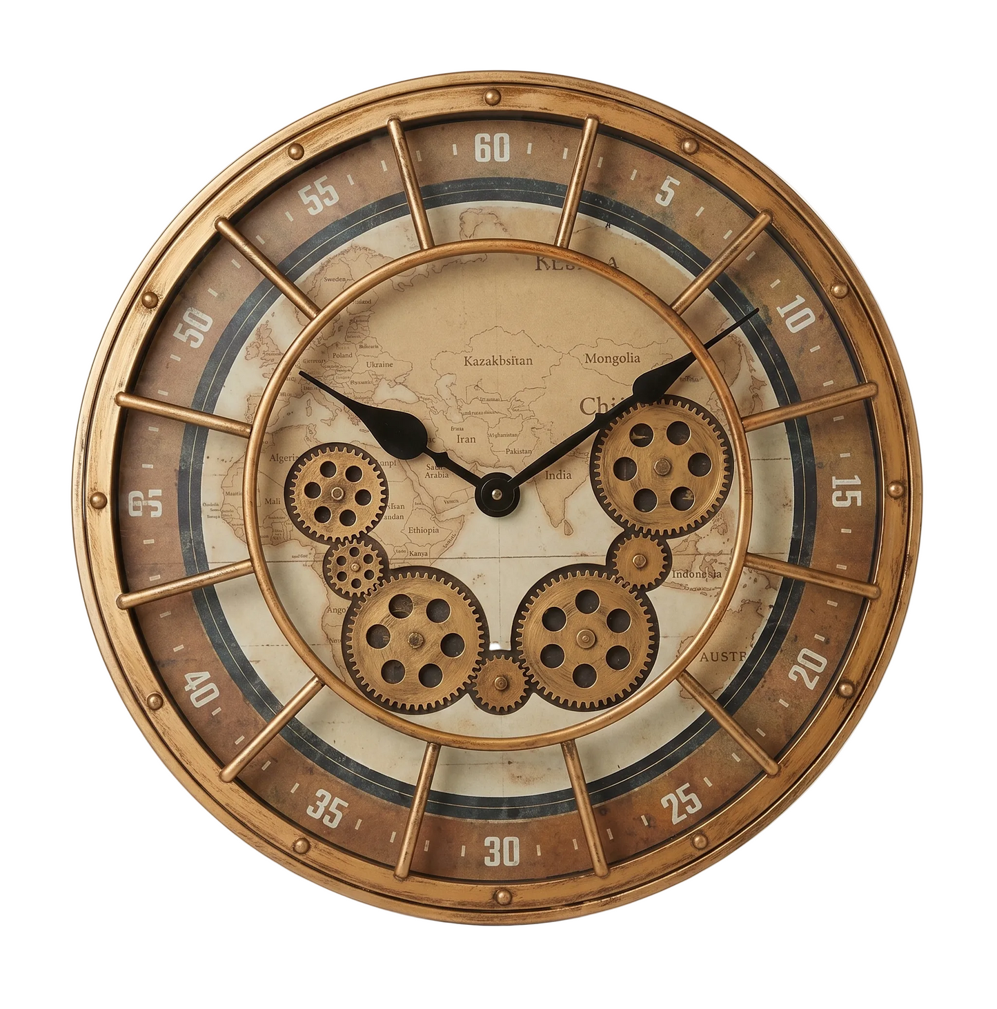 Horloge Murale Industrielle À Engrenages Style Steampunk, Silencieuse et Spectaculaire – Engrena