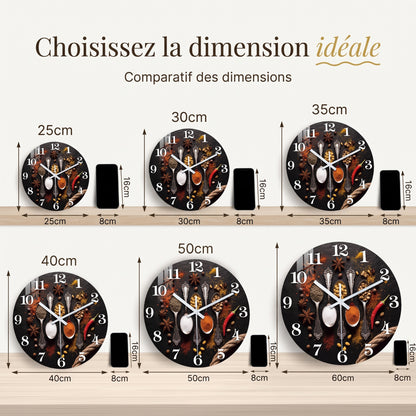 Horloge Murale Design Effet Marbre en Bois, Silencieuse – Marbélia