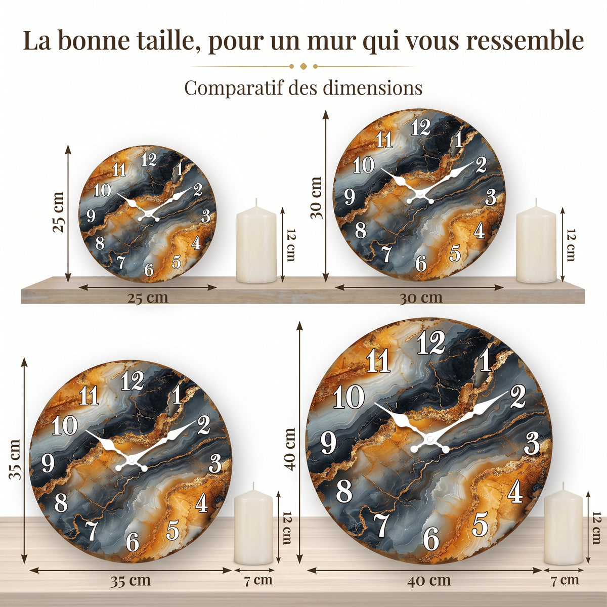 Horloge Murale Design Marbre Élégant, Silencieuse – Marbella