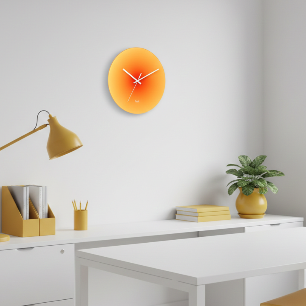 Horloge murale design nordique en verre dégradé, silencieuse et analogique - Flatto