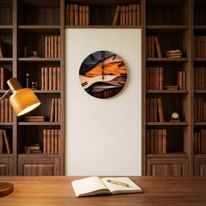 Horloge Murale Design Ronde à Effet Bois, Style Nordique, Silencieuse et Décorative – Nysa