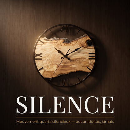 Horloge Murale Design Effet Bois Transparente, Silencieuse – Norévia