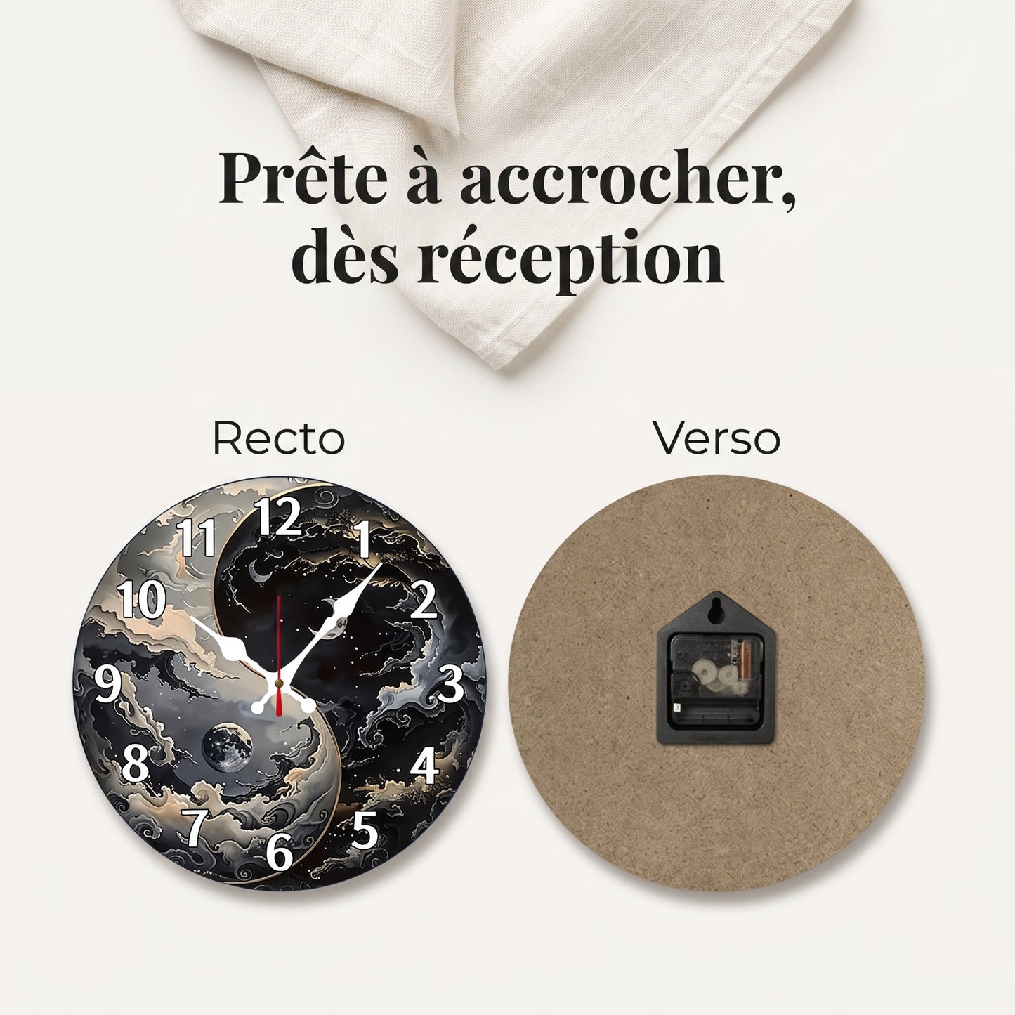 Horloge Murale Design Motif Fantastique en Bois, Silencieuse et Originale – Onyria