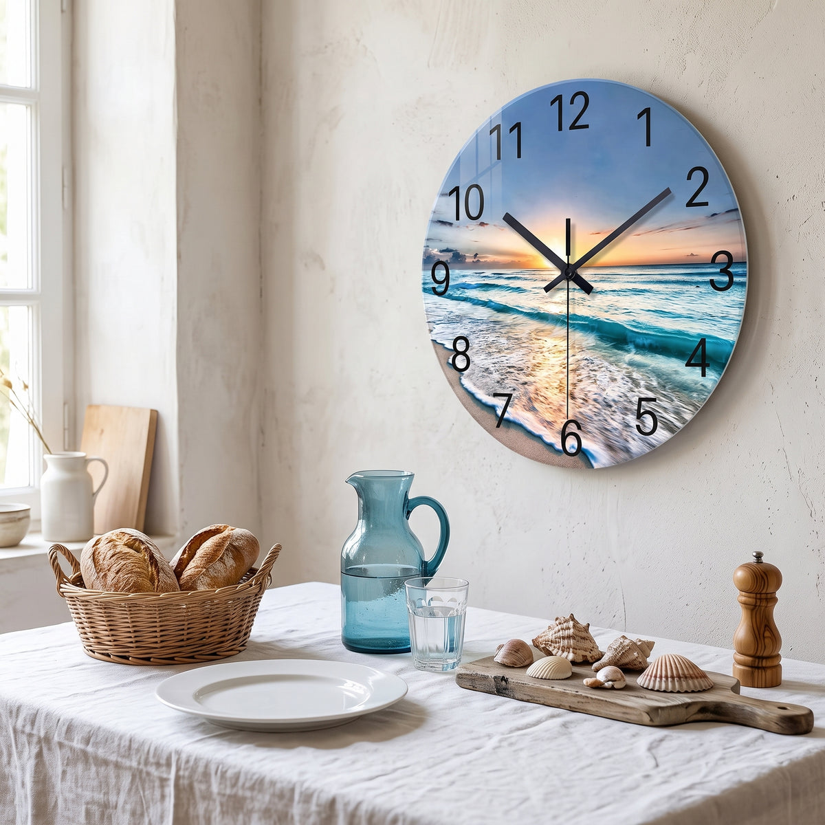 Horloge Murale Design en Verre Effet Marbre, Silencieuse – Marbéa