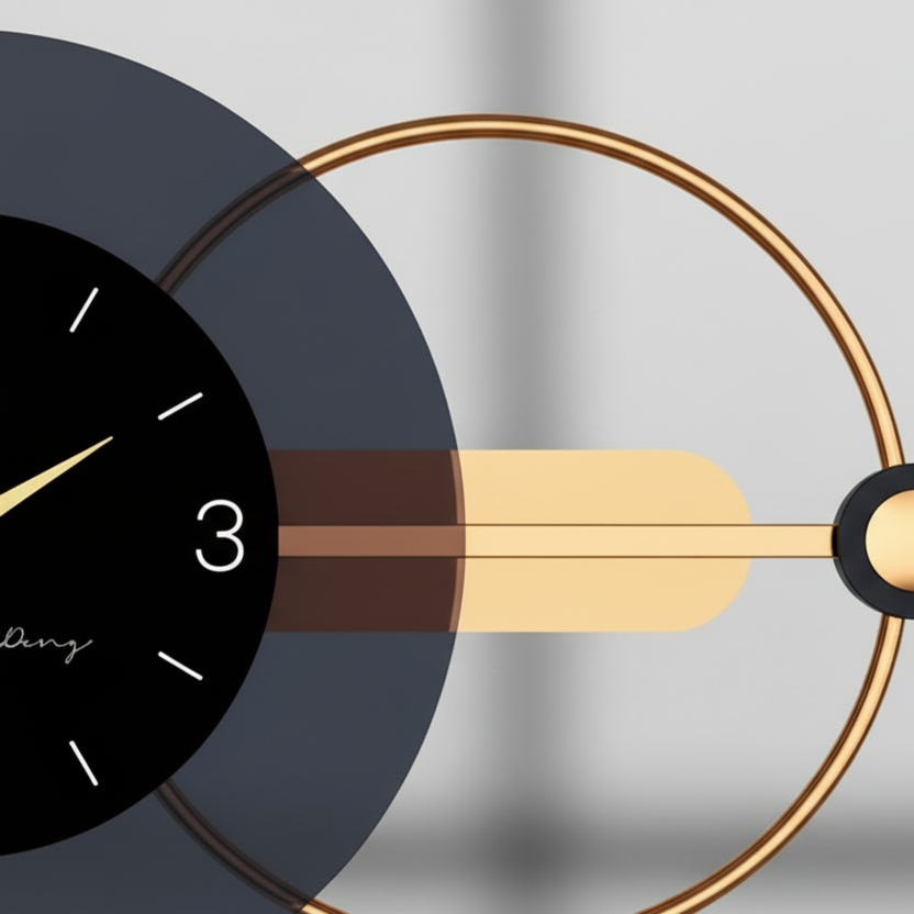Horloge murale design en métal noir et or, analogique et silencieuse – Aurex