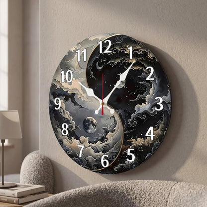 Horloge Murale Design Motif Fantastique en Bois, Silencieuse et Originale – Onyria