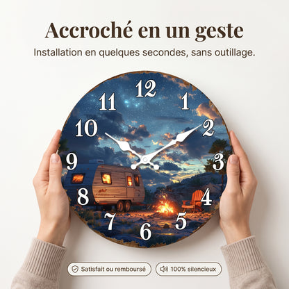 Horloge Murale Originale Camping-Car Nuit Étoilée, Silencieuse – Roulotta