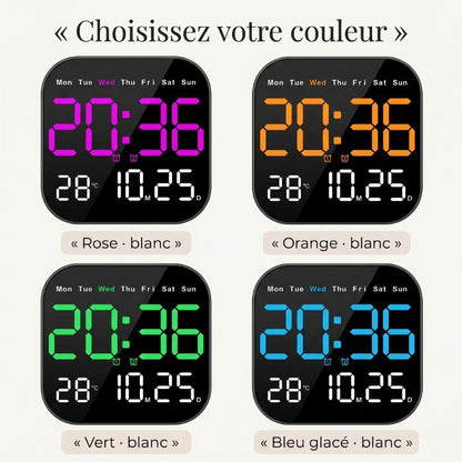 Réveil Mural LED Grand Format avec Télécommande et Double Alarme – Veltis