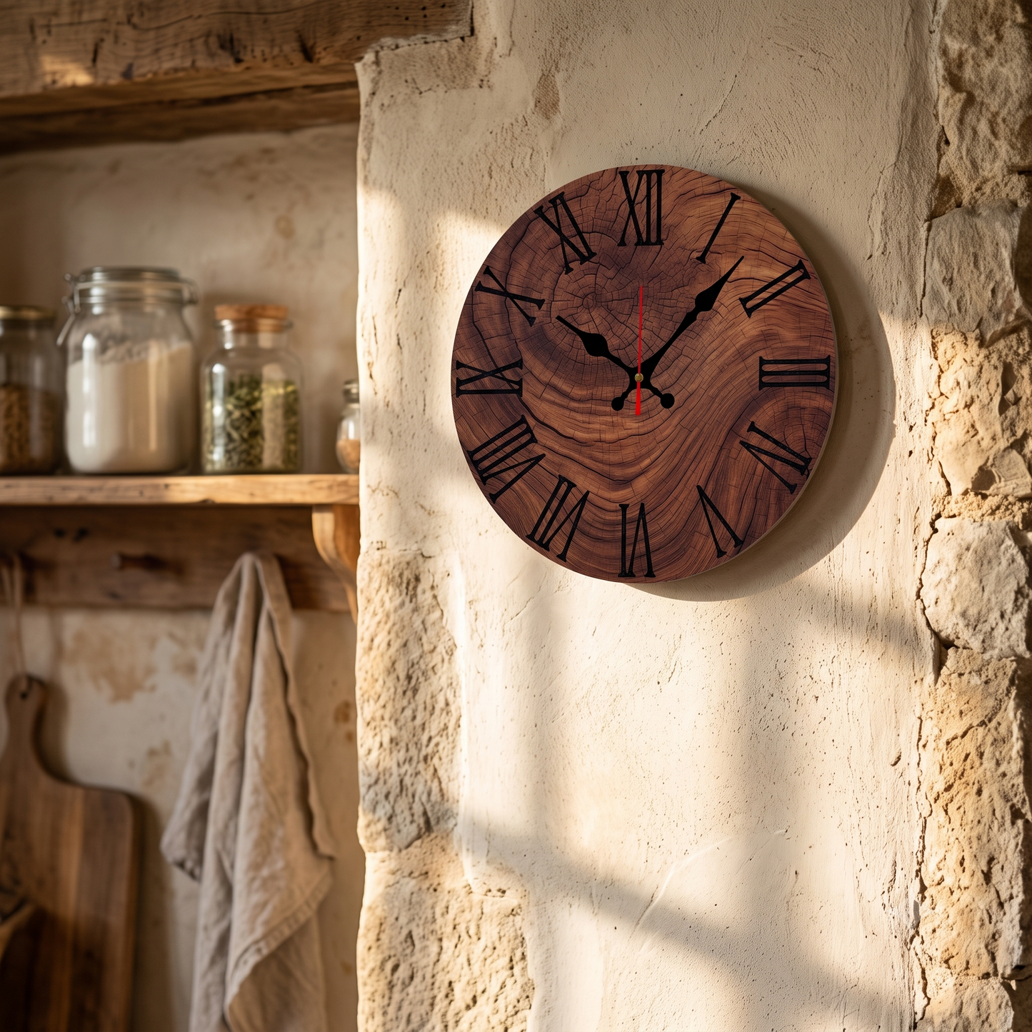 Horloge Murale en Bois Grain Naturel Ronde, Silencieuse et Authentique – Ligneva