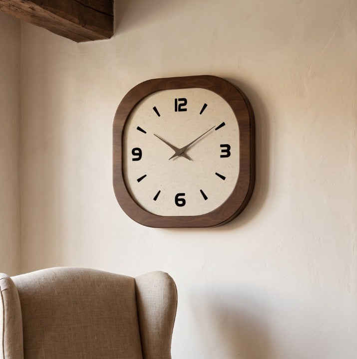 Horloge Murale Vintage Style Français en Bois et Bambou, Silencieuse et Chaleureuse – Coquéa