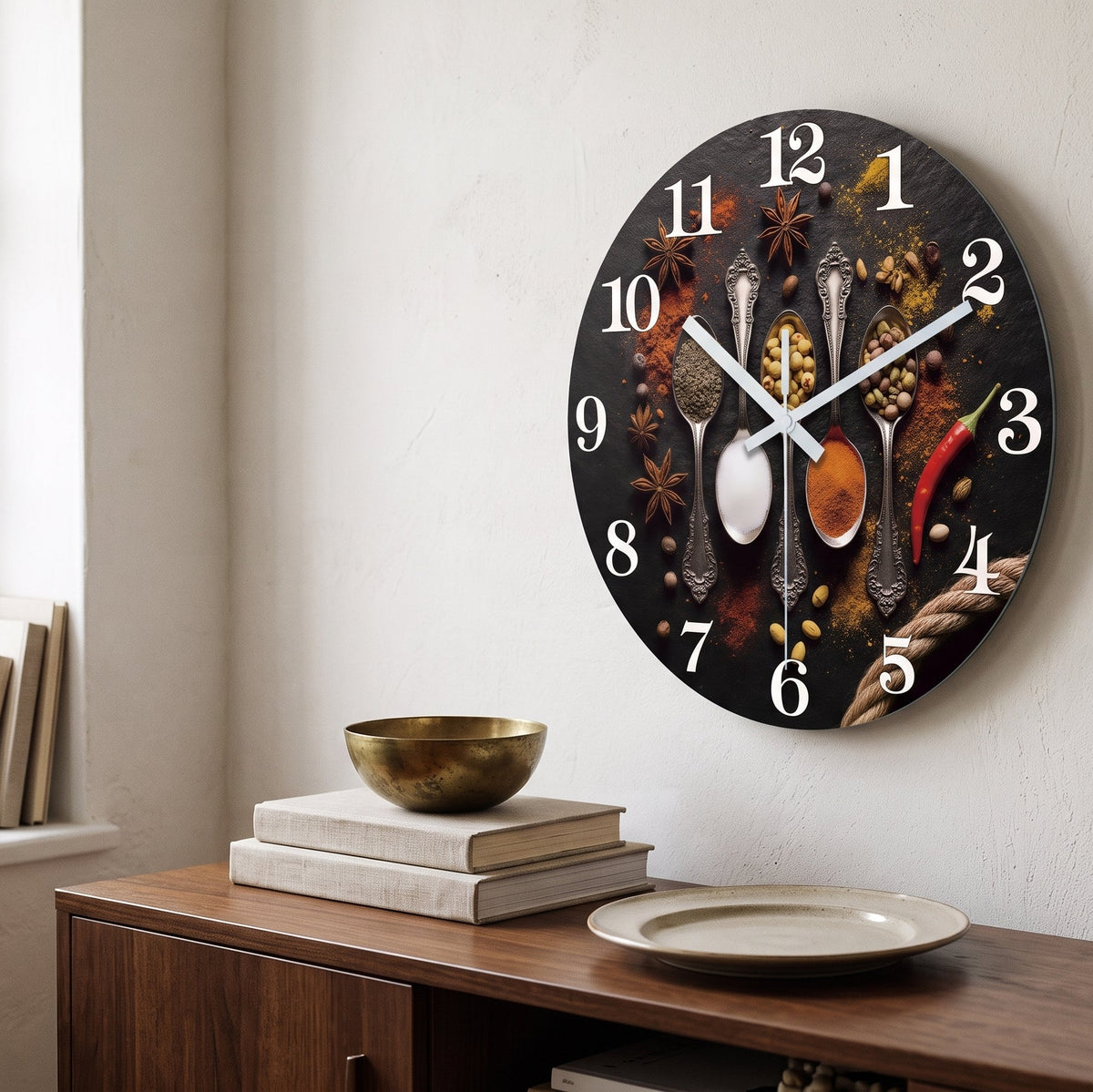 Horloge Murale Design Effet Marbre en Bois, Silencieuse – Marbélia