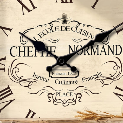 Horloge Murale en Bois Cuisine Rétro Chiffres Romains, Silencieuse et Décorative – Culinéa