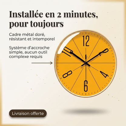 Horloge Murale Design Moderne en Verre et Cristal, Silencieuse et Raffinée – Solara