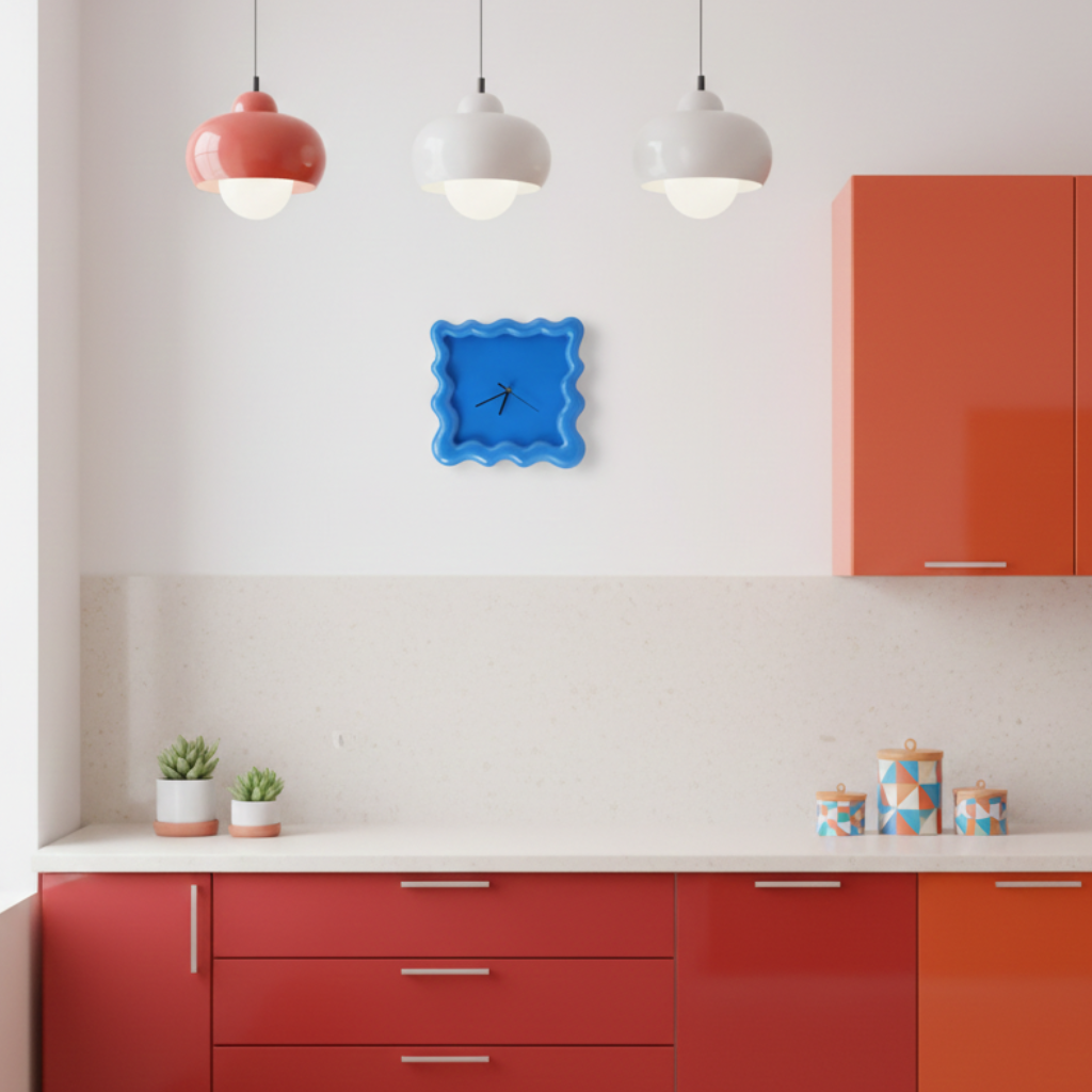 Horloge murale design carrée en ABS, décorative et silencieuse – Biscara