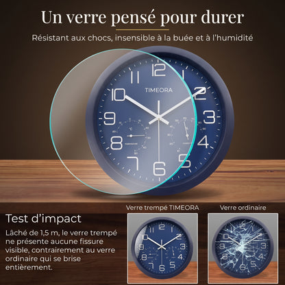 Horloge Murale Moderne avec Thermomètre, Silencieuse et Fonctionnelle – Climio