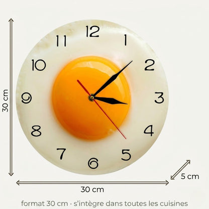 Horloge Murale Design Œuf sur le Plat en Acrylique, Silencieuse et Originale – Ovéa