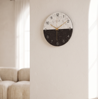 Horloge Murale Design Effet Marbre, Chic, Intemporelle et Facile à Installer – Marmora