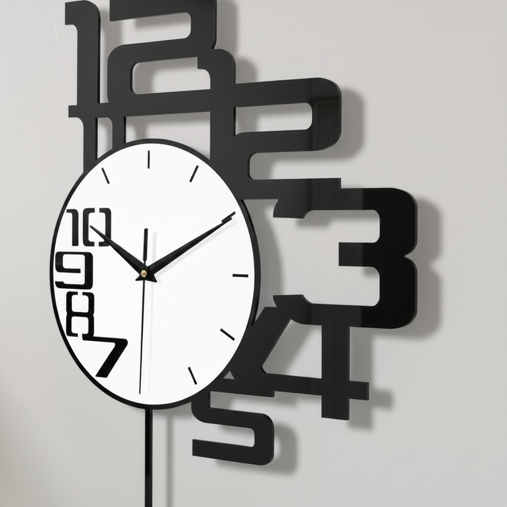 Horloge murale design moderne en acrylique décorative avec balancier oscillant – Aelys