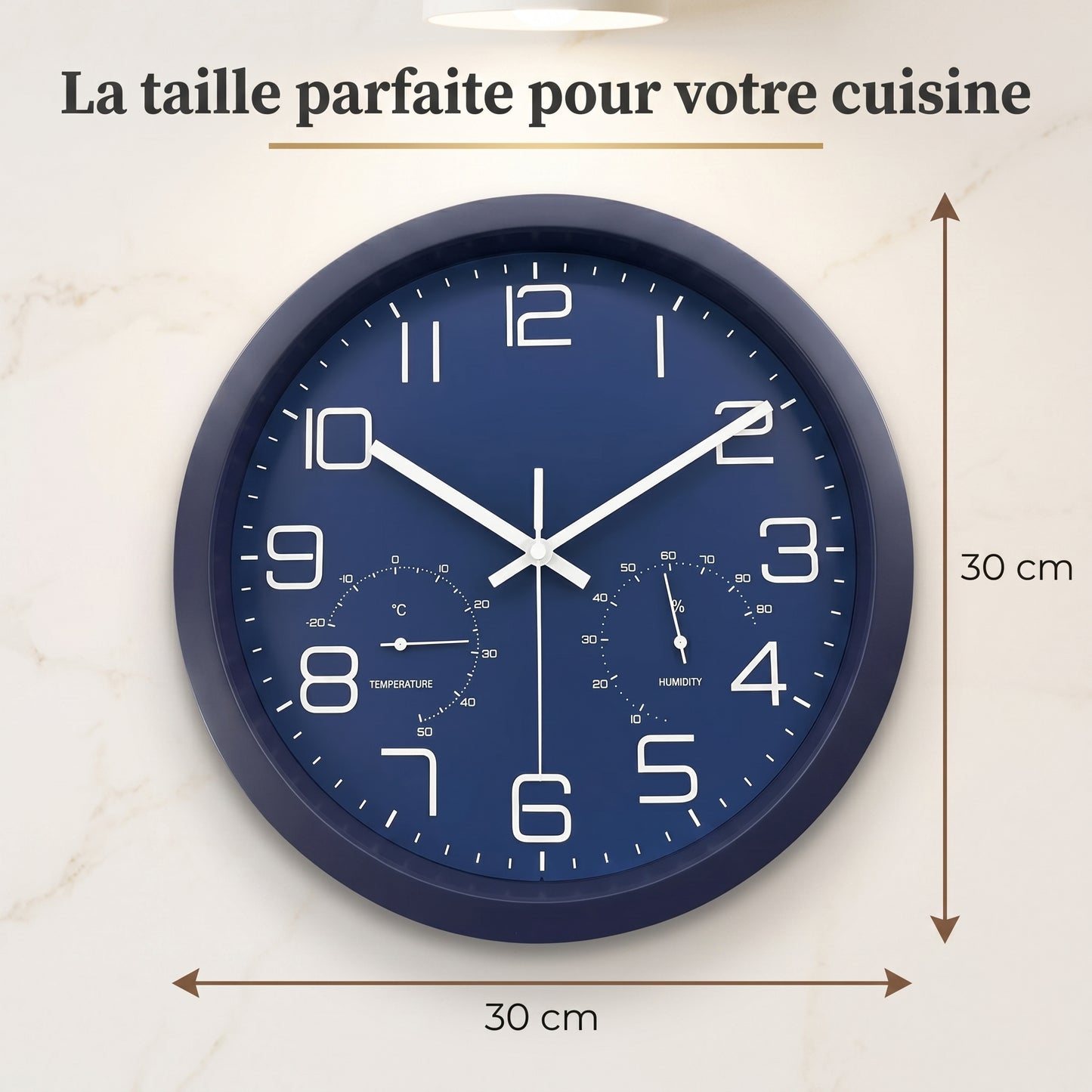 Horloge Murale Moderne avec Thermomètre, Silencieuse et Fonctionnelle – Climio