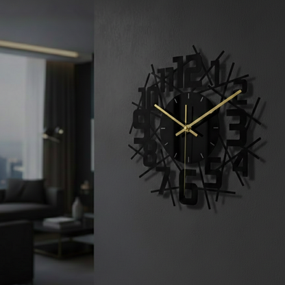 Horloge Murale Design Moderne en Acrylique Noir, Silencieuse et Décorative – Noreza
