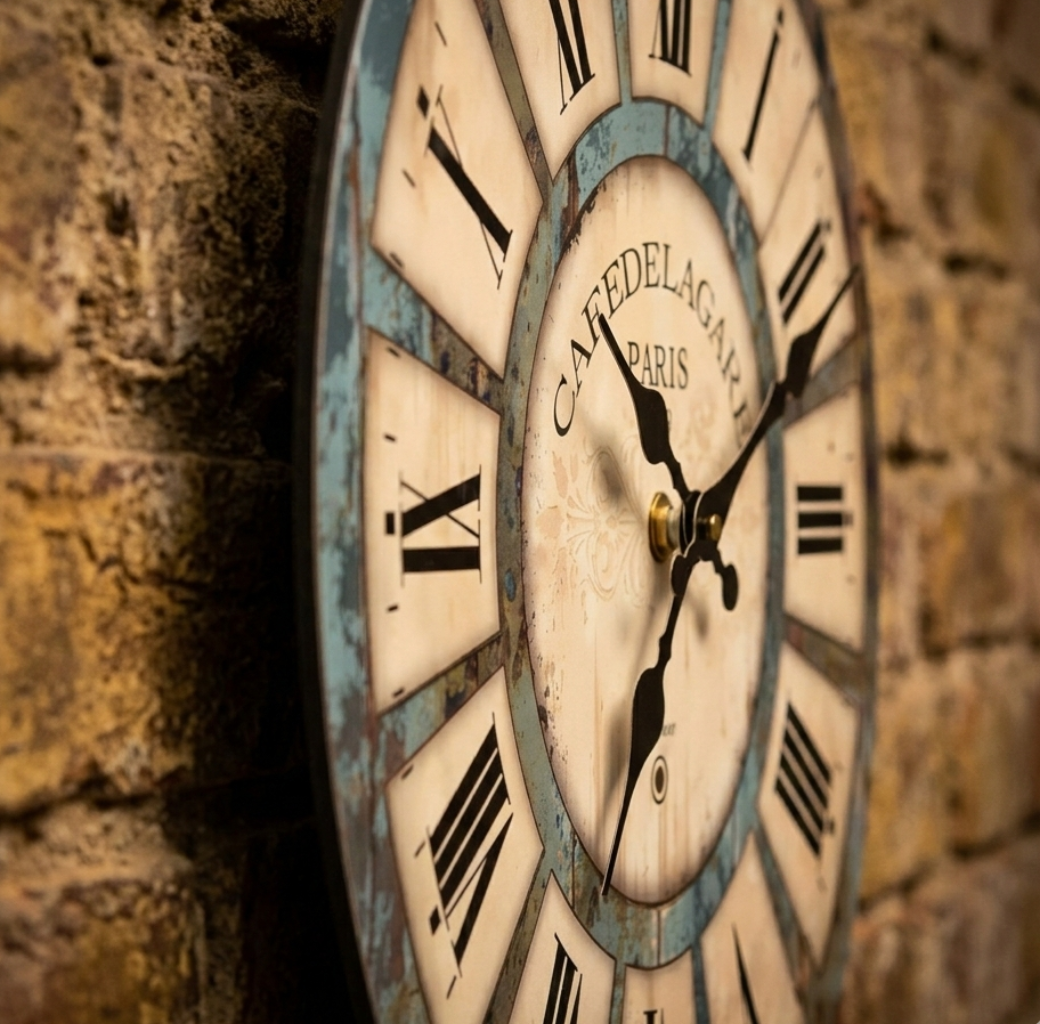 Horloge murale vintage en bois à motif grain naturel, silencieuse et décorative – Rustan
