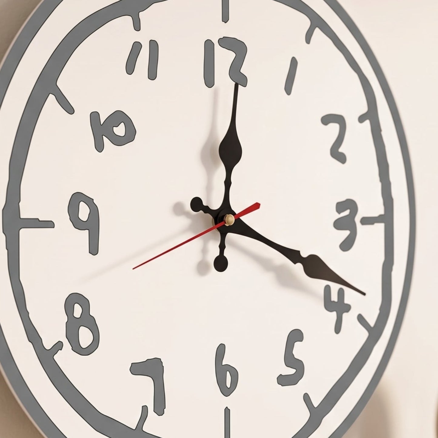 Horloge Murale Originale Effet Croquis Dessiné Main, Silencieuse et Bois – Griffonia