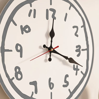 Horloge Murale Originale Effet Croquis Dessiné Main, Silencieuse et Bois – Griffonia