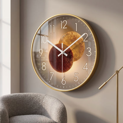 Horloge Murale Design Ronde en Verre et Cristal, Silencieuse et Épurée – Orion