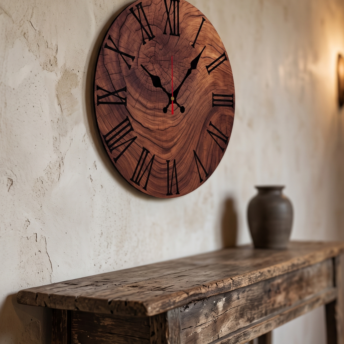 Horloge Murale en Bois Grain Naturel Ronde, Silencieuse et Authentique – Ligneva