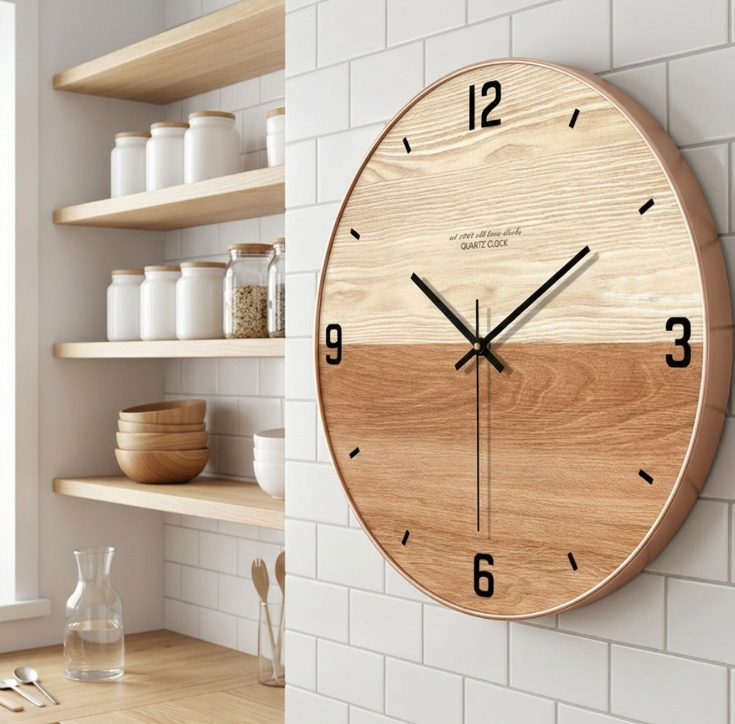 Horloge murale en bois au design moderne, silencieuse et décorative – Arca